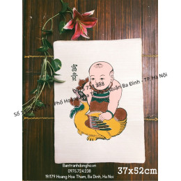 Tranh Đông Hồ Em Bé Ôm Vịt - Phú Quý (loại 37x52cm)